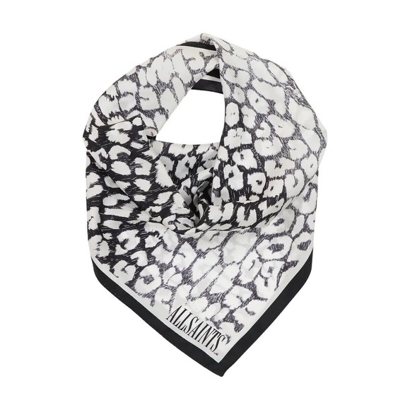 AllSaints Leppo Bandana Square‎ Scarf - White / Black print - Picture 1 of 3